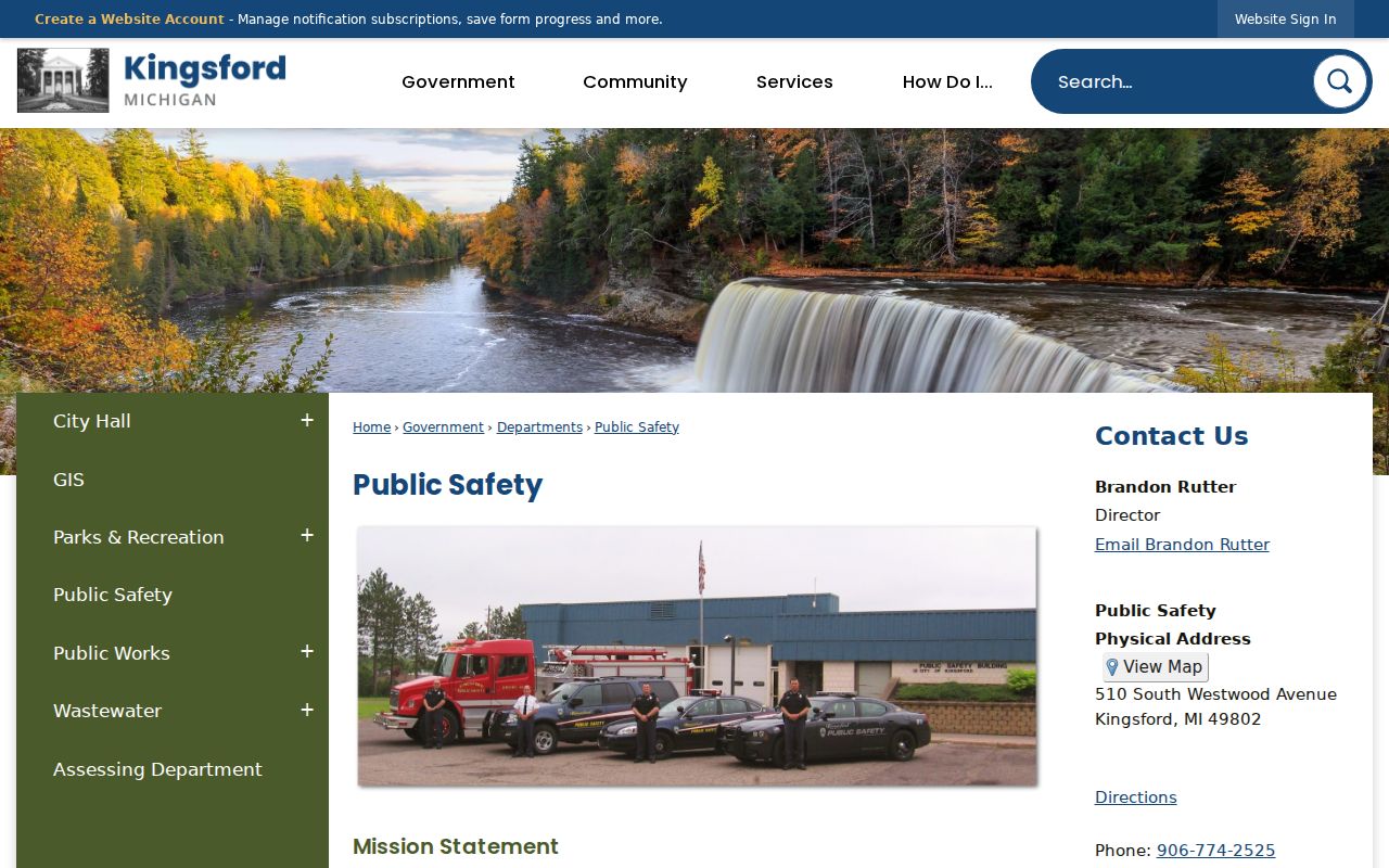 Dickinson County warrant records: Kingsford Public Safety department page