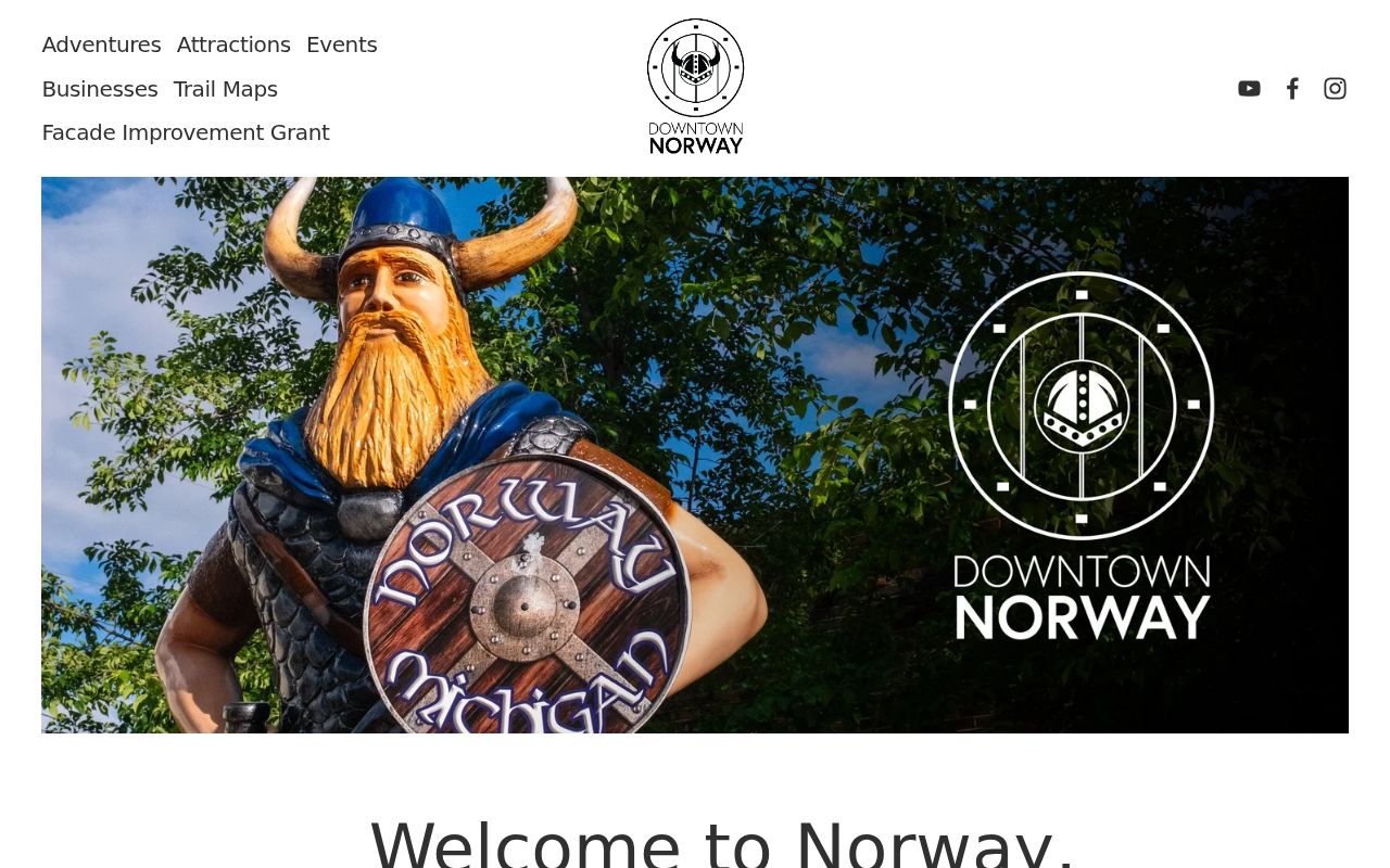 Dickinson County warrant records: downtown Norway city site near the Norway Police Department